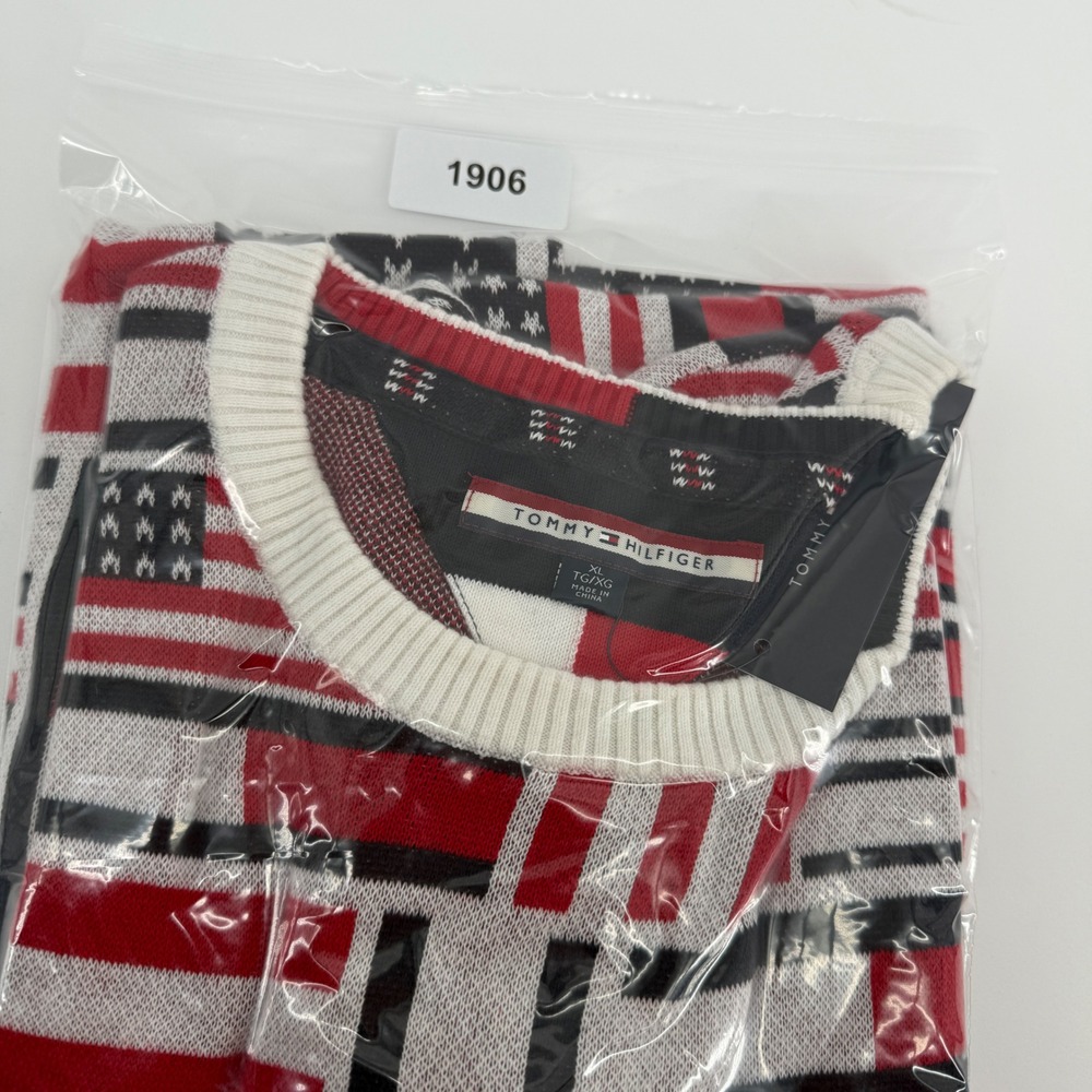 Tommy Hilfiger Mens American Flag Crewneck Sweater Red White Blue XL C8878B9207 - Picture 8 of 8